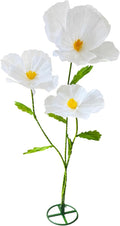 3Pcs Giant Artificial Flowers 3D Decorations Flower with Stand Base, Indoor Outdoor Art Home Decorative for Wedding Reception Arrangement Birthday Party Bridal Shower Baby Shower (White)