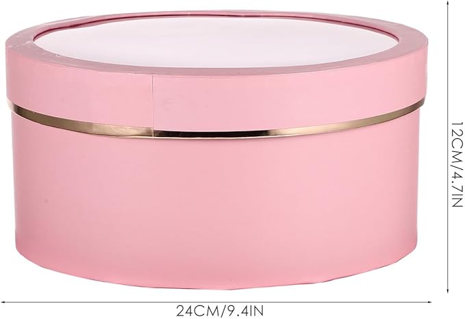 TOVINANNA 2pcs Floral Packaging Boxes with Lids for Valentine S Day Round Window PVC Flower Boxes Coated Paper Lightweight and Portable for Weddings Birthdays Anniversaries
