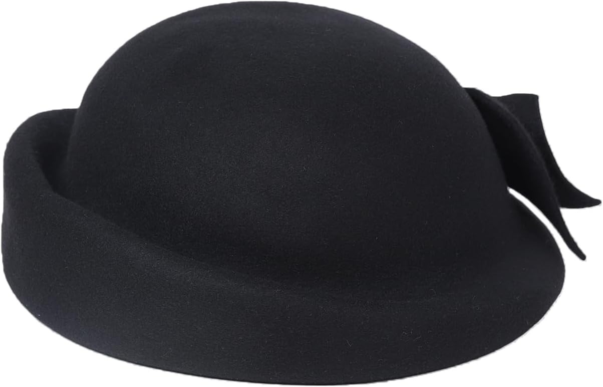 Women Wool Felt Ribbon French Fashion Vintage Millinery Beret Hats Top Cap Ladies Party Wedding Fedoras Chapeau