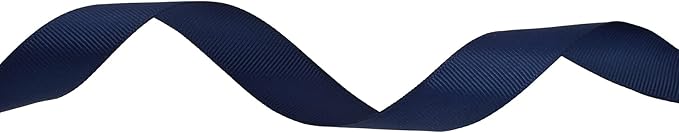 Solid Grosgrain Ribbon 25 Yard Each Roll 100% Polyester Woven Edge (1", Dark Blue)