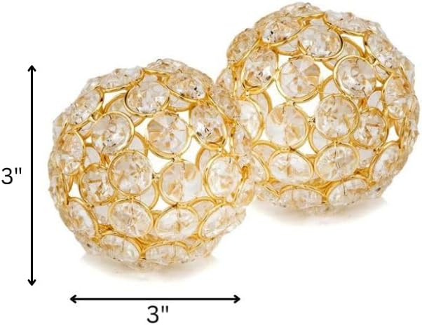 Modern Day Accents Facetas 3" Gold Cristal Spheres - Set of 2
