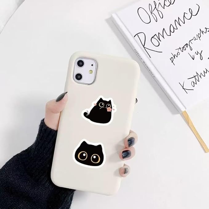 1000 Pcs Black Cats Decor Stickers Bulk 2 Roll 1 Inch,Cute Animal Sticker Pack Book Water Bottles Laptop,Cartoon Cat Meme Stickers for Boys Girls
