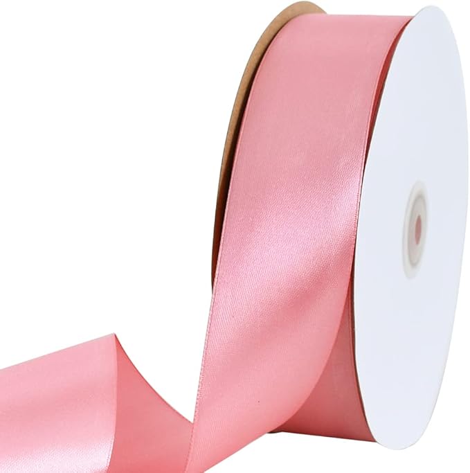 TONIFUL 1-1/2 Inch (40mm) x 100 Yards Rose Gold Wide Satin Ribbon Solid Fabric Ribbon for Gift Wrapping Chair Sash Valentine's Day Wedding Birthday Party Decoration Hair Floral Craft Sewing