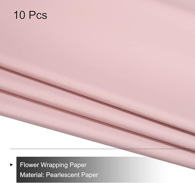 MECCANIXITY 10 Pcs Flower Wrapping Paper 22.8x22.8 Inch Waterproof Florists Wrapping Paper for Florist Bouquet Supplies, DIY Crafts, Gift/Gift Box Packaging Gray Pink
