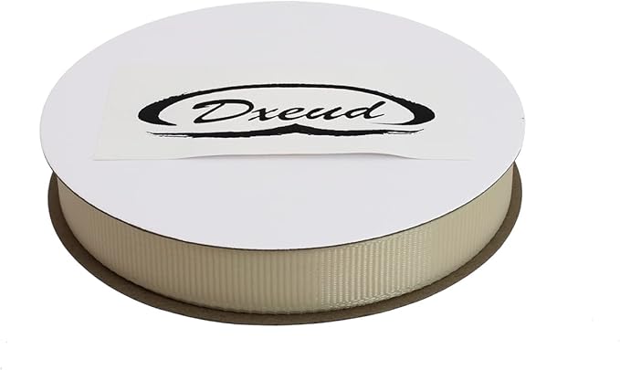 Solid Grosgrain Ribbon 25 Yard Each Roll 100% Polyester Woven Edge (5/8", Beige)