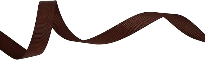 Solid Grosgrain Ribbon 25 Yard Each Roll 100% Polyester Woven Edge (1/2", Coffee)