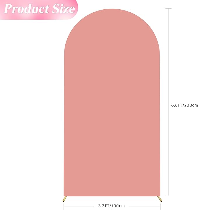 Wokceer 6.6FT Wedding Arch Cover Spandex Fitted Wedding Arch Stand Covers Round Top Chiara Arch Backdrop Cover for Birthday Party Ceremony Banquet Decoration Dusty Rose