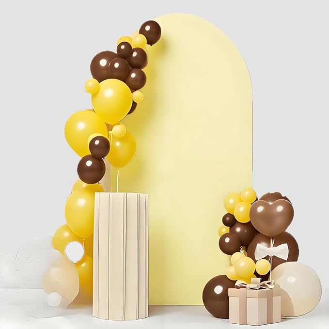 Two-Sided Yellow 7.2FT Wedding Arch Cover, Spandex Arch Backdrop Covers for Party, Yellow 7.2 FT Arch Backdrop Cover, Chiara Covers for Wedding Birthday Party Decor