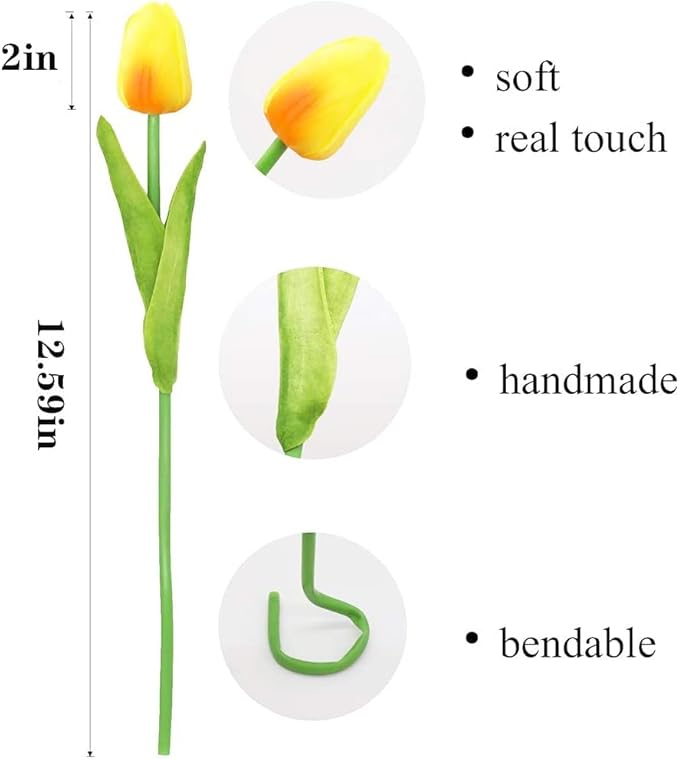 20pcs Artificial Tulips Flowers Fake Faux PU Tulip Bouquet Real Touch Flower Arrangement for Home Room Office Party Wedding Decoration Excellent Gift Idea for Mothers Day (Light Pink 20)