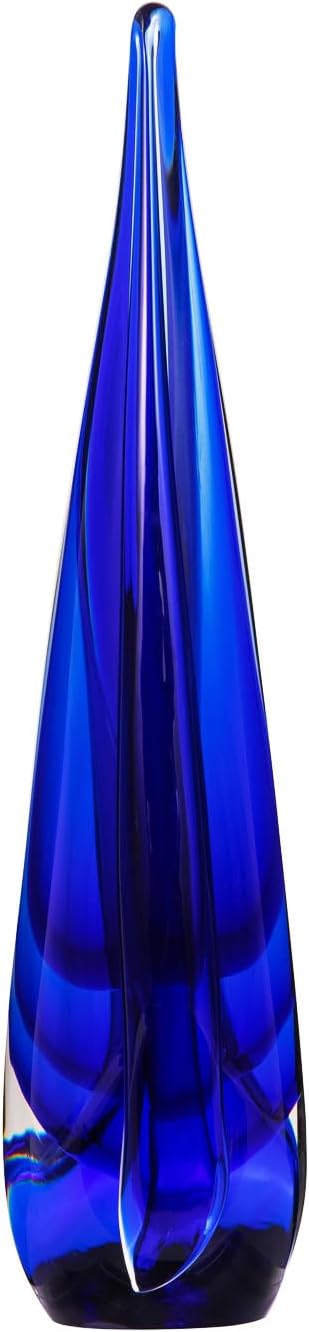 Luxury Lane Hand Blown Water Drop Sommerso Art Glass Sculpture for Home Decor 13 inch Tall Centerpiece Table Decoration