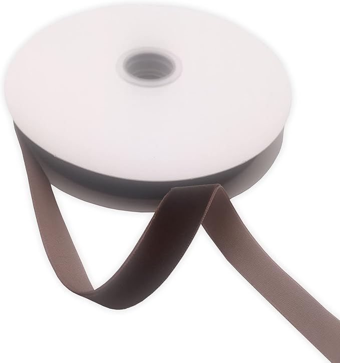 Nylon Brown Velvet Ribbon Single Sided,5/8 Inch X 25Yards Spool