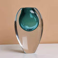 Crystal Vase, Modern Decorative Vase, Minimalist Floral Vase, Light Luxury Style for Home Decor, Centerpiece, Office, Pampas Grass, Dried Flowers, Flowers and Buds (Big Blue)