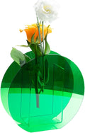 Acrylic Round Vase in Pine Green, Colorful Modern Centerpiece for Home Decor, Wedding or Gallery Display (Round Style)