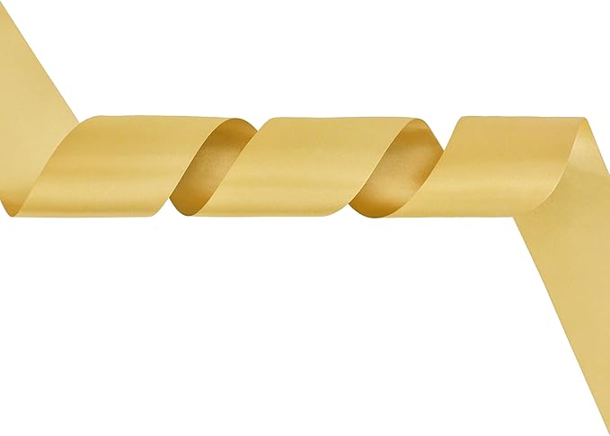 MEEDEE Gold Satin 3 Inch Ribbon Lux Double Faced Satin Ribbon Christmas by 10 Yards Tree Ribbons Wide Gold Ribbons for Christmas Tree Decoration, Weddings, Flower Bouquet