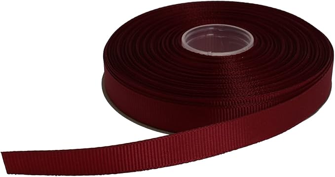 Solid Grosgrain Ribbon 25 Yard Each Roll 100% Polyester Woven Edge (5/8", Dark Red)