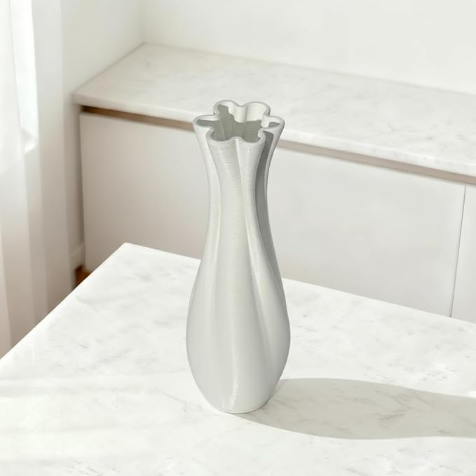 White Ceramic Decorative Vase, Nordic Modern Irregular Shape Flower Vase for Home Decor, Simple Artistic Centerpiece for Dining Table or Coffee Table