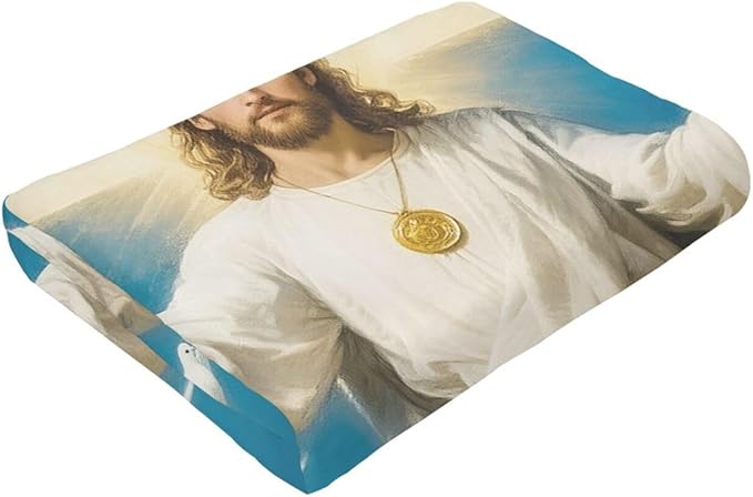 Jesus Blanket Christian Throw Blanket God Faith Religious Soft Cozy Fleece Fuzzy Stuffed Plush Flannel Gifts for Girls Women Boys Kids Adults 50"X60"