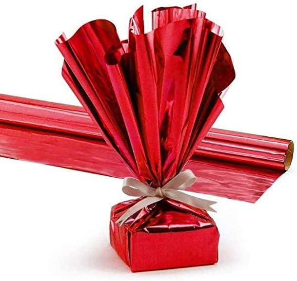 PMU Gift Wrap Mylar Roll Metallic Red 2-sided, 48 Inches X 100 Ft Roll 1.4 Mil Highly Reflective Mylar Film, Great for Gifts, Birthdays, Christmas, Baskets, Arts & Crafts