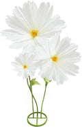 3Pcs Giant Daisies Fake Flower Decorations, 6.1 Ft Large Artificial Flowers Backdrop Decoration Waterproof 3D Big Realistic Faux Flower Set for Home Wedding Garden Christmas Party Decor(White)