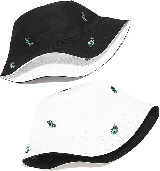Malaxlx Unisex Bucket Hat Beach Sun Hat Aesthetic Fishing Hat for Men Women Teens, Reversible Double-Side-Wear