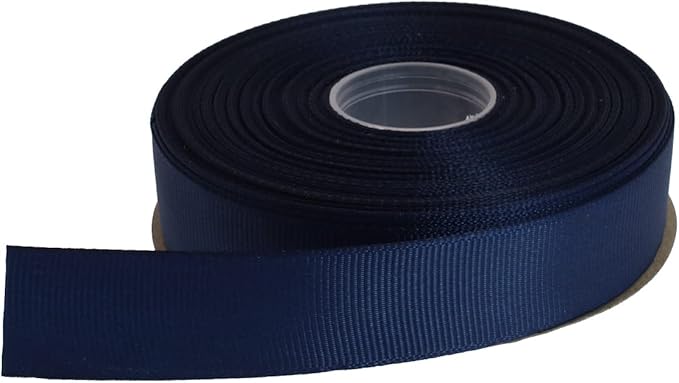 Solid Grosgrain Ribbon 25 Yard Each Roll 100% Polyester Woven Edge (3/4", Dark Blue)