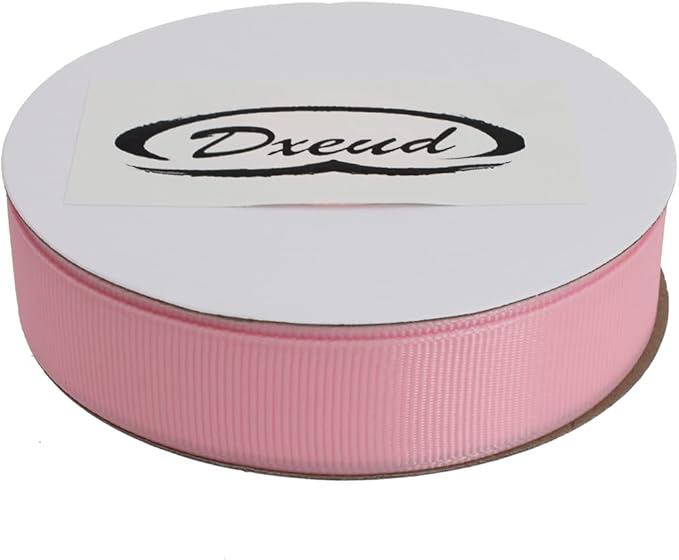 Solid Grosgrain Ribbon 25 Yard Each Roll 100% Polyester Woven Edge (3/4", Pink)