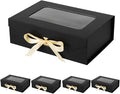 5 Pcs Black Gift Box for Presents with Ribbon 10.8x7.5x3.5 Inches Clear Gift Box with Window Magnetic Closure Gift Boxes with Lids