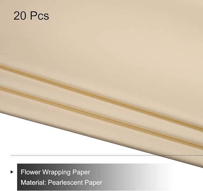 MECCANIXITY 20 Pcs Flower Wrapping Paper 22.8x22.8 Inch Waterproof Florists Wrapping Paper for Florist Bouquet Supplies, DIY Crafts, Gift/Gift Box Packaging Khaki