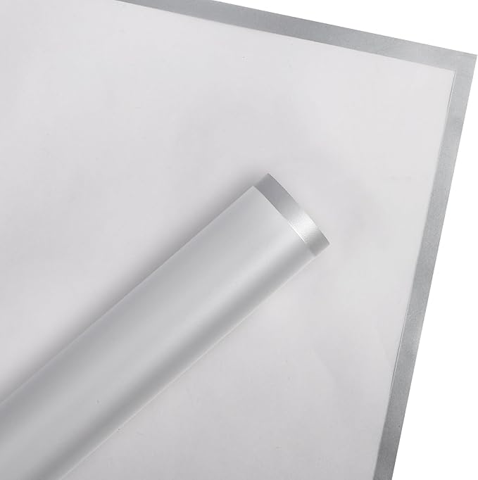 WRAPAHOLIC 20 Sheets Flower Wrapping Paper - 22.4 x 22.4 inch Silver Border Water-Resistant Floral Bouquet Wrapping Paper, Florist Supplies Packaging Paper for Wedding Birthday Gift DIY