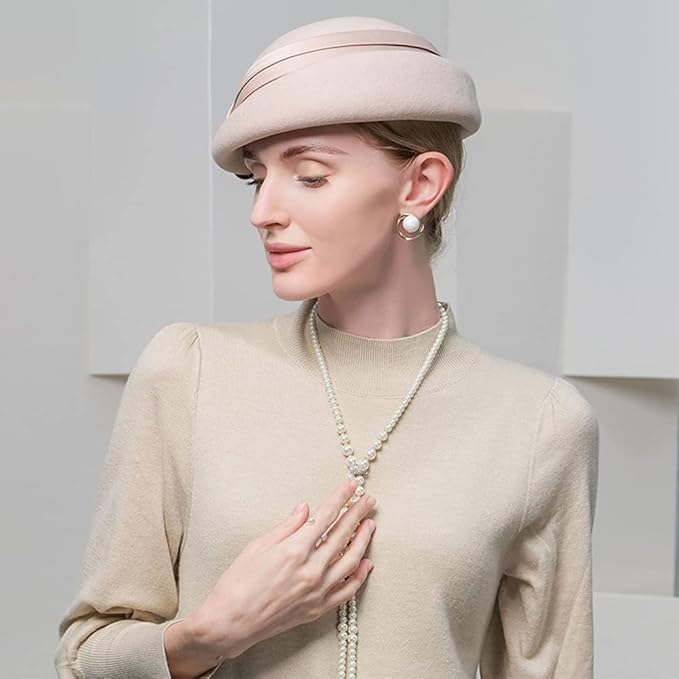 Women Wool Felt Ribbon French Fashion Vintage Millinery Beret Hats Top Cap Ladies Party Wedding Fedoras Chapeau