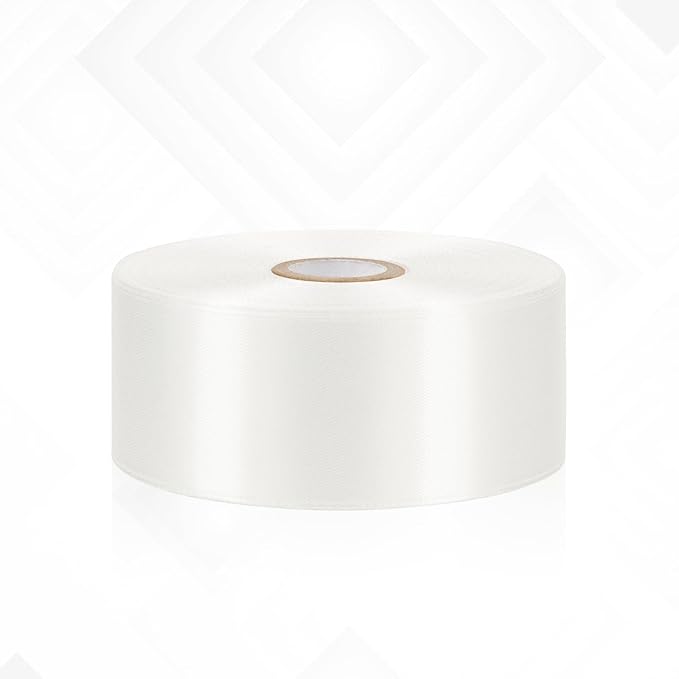 White Satin Ribbon 1-1/2 Inch 30 Yards, White Ribbon for Gift Wrapping, Flower Bouquet, Crafts, Baby Shower, Christmas, Wedding and Bow Making