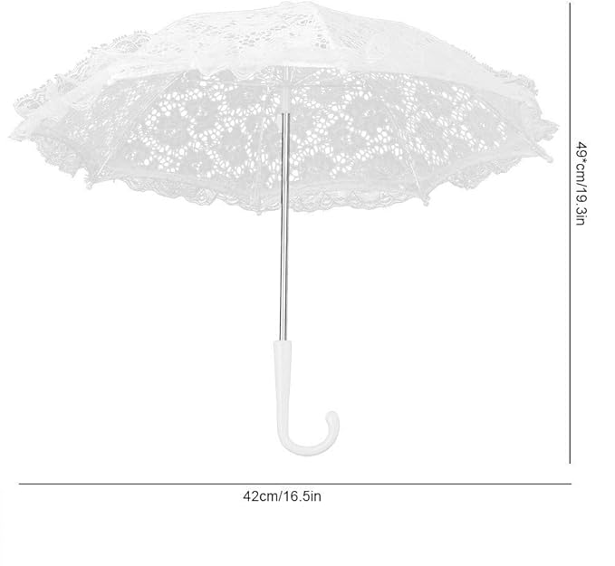 Yosoo Lace Embroidery Wedding Umbrella, Bridal Party Craft Flowers Decoration Props Accessory, for Wedding Party Celebration (51239 White)