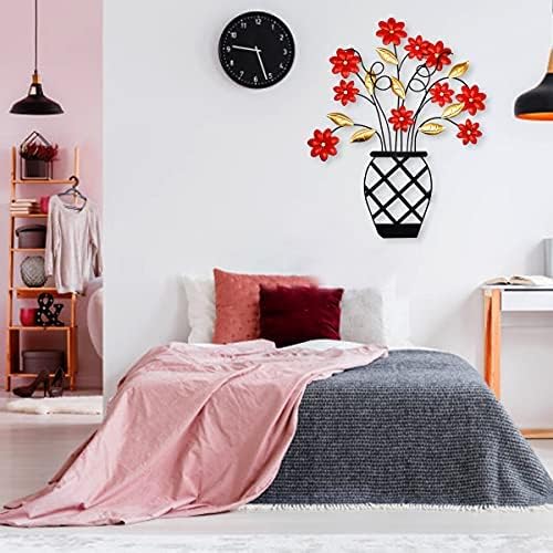 WTXRHW Metal Wall Art Metal Wall Decor Steel Decor - Wall Mount Plant Flower Pot Personalized 3D Metal Wall Decorative Vintage Hanging Art Style for Home Living Room Kitchen Bedroom (18.9 * 23.6in)