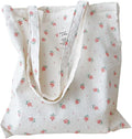 Cotton Canvas Tote Bag Reusable Soft Grocery Cloth Bag Floral Shoulder Bag for Beach Travel Shopping