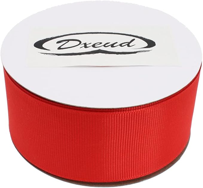 Solid Grosgrain Ribbon 25 Yard Each Roll 100% Polyester Woven Edge (1/1-2", Red)