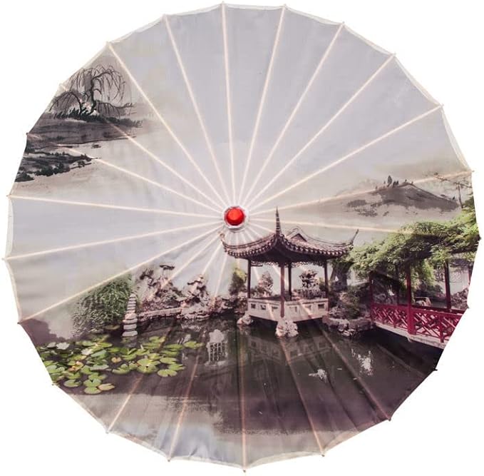 Parasol Chinese Style Classical Oil Paper Umbrella Rainproof Umbrella, Parasol Pendent Floral Mulitcolor Paper and Bamboo Painted Paper Parasol