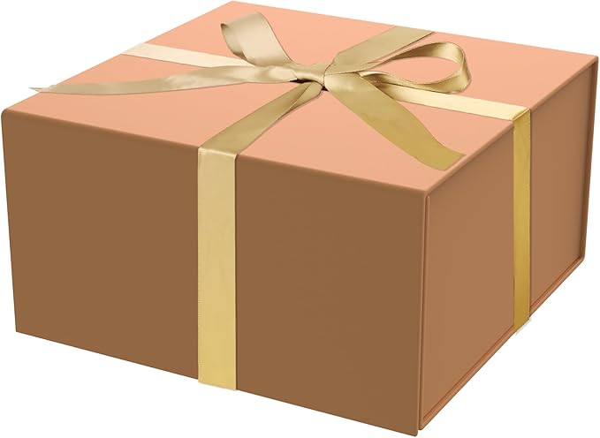 Gift Box 8x8x4 Inch with Magnetic Closure Lid Gift Boxes For Presents,Bridesmaid Gifts Box,Birthday Gift box,Luxury for Gift Packaging, Magnetic Gift Box for Wrapping Gifts(Rose Gold)