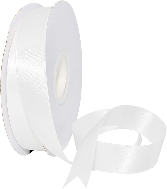 Morex Ribbon Double Face Satin Ribbon 7/8" X 50 YD Off White Ribbon for Gift Wrapping, Birthday Gift Cards, Satin Dress for Women, Silk Ribbons for Crafts, Wedding Gifts for Couple