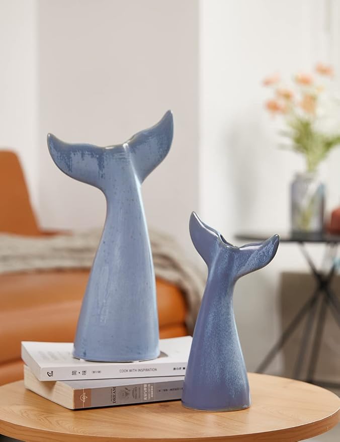 SEINHIJO Ceramic Flower Vase Modern Decor Sculpture Table Centerpiece Statue Home Gifts Arts 11inch