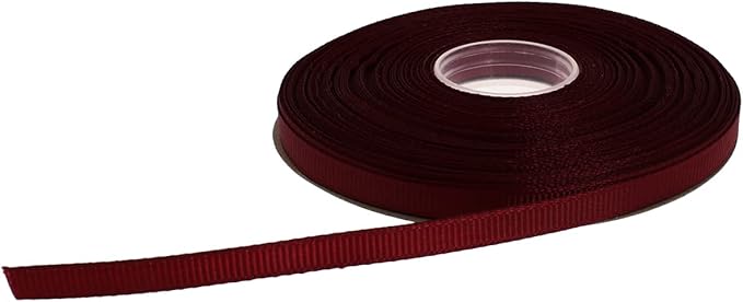 Solid Grosgrain Ribbon 25 Yard Each Roll 100% Polyester Woven Edge (1/4", Dark Red)