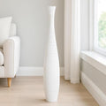 Leewadee Large White Home Decor Floor Vase - Wooden 26 inch Tall Farmhouse Decor Flower Holder for Fake Plant and Pampas Grass
