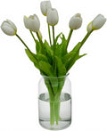 10PCS White Tulips Artificial Flowers Real Touch Fake Tulips Fake Flowers White Flowers Artificial Mother's Day Easter Valentine'S Day Gifts Spring Decorations For Home