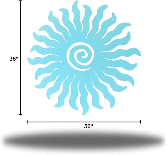Riverside Designs Sunburst Metal Wall Art Steel Outdoor Decor - Heavy-Duty and Waterproof - Made in USA (36", Sea Foam)
