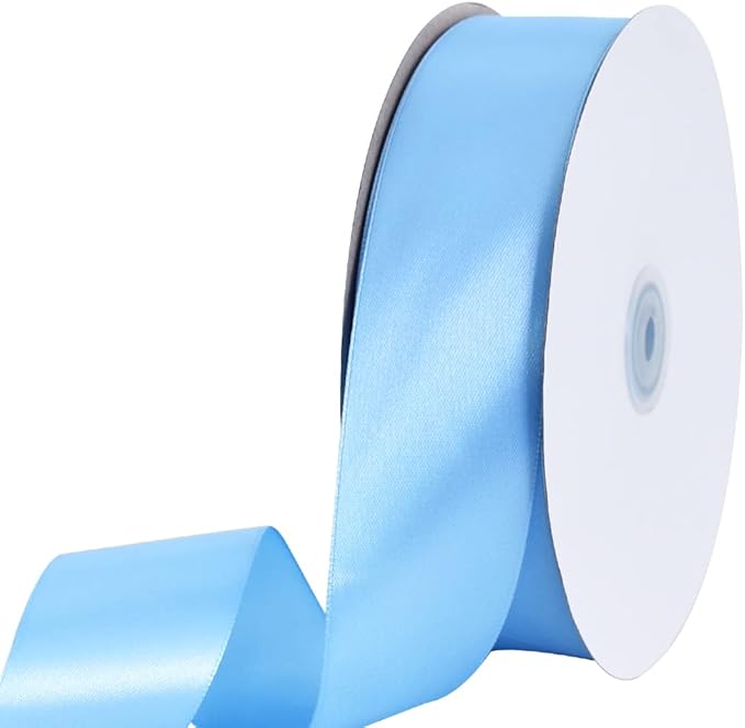 TONIFUL 1-1/2 Inch (40mm) x 100 Yards Sky Blue Wide Satin Ribbon Solid Fabric Ribbon for Gift Wrapping Chair Sash Valentine's Day Wedding Birthday Party Decoration Hair Floral Craft Sewing