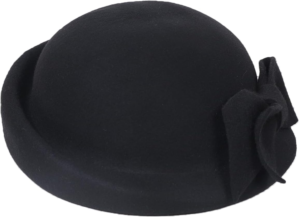 Women Wool Felt Ribbon French Fashion Vintage Millinery Beret Hats Top Cap Ladies Party Wedding Fedoras Chapeau