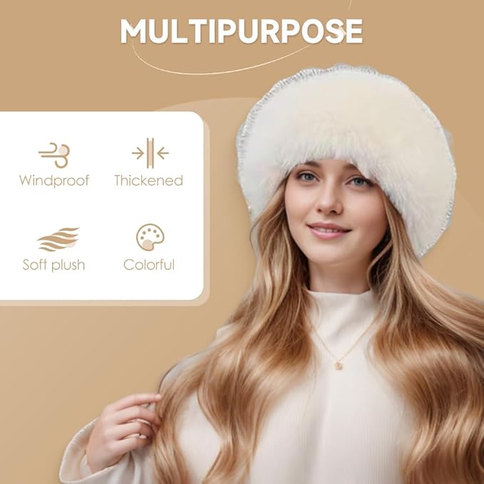 Faux Fur Bucket Hat, Womens Winter Plush Fluffy Furry Mink Hats Warm Thickened Fisherman Cap for Girls Women