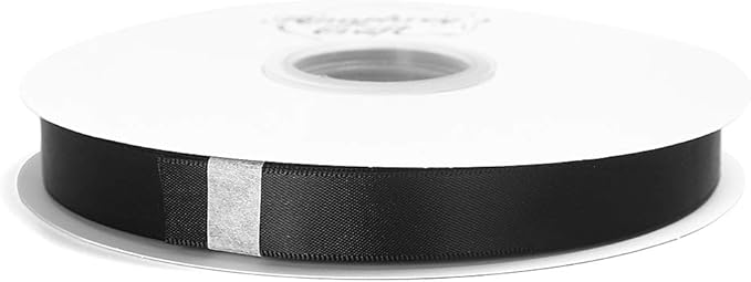 Satin Ribbon 5/8 Inch Black Double Faced - 25 Yards for Gift Wrapping DIY Bows Crafts Bridal Bouquet Cutting Ceremony Sewing Christmas Wedding Baby Shower Decoration Humphrey's Craft