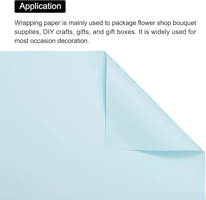 MECCANIXITY 10 Pcs Flower Wrapping Paper 22.8x22.8 Inch Waterproof Florists Wrapping Paper for Florist Bouquet Supplies, DIY Crafts, Gift/Gift Box Packaging Blue