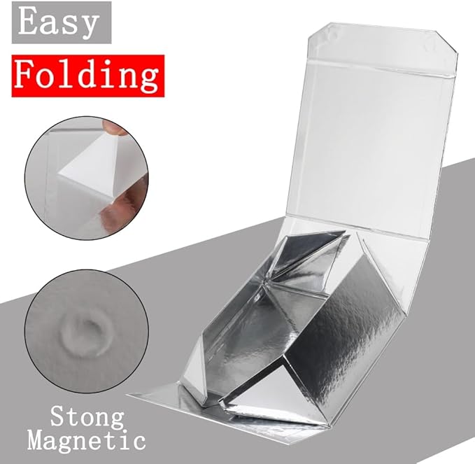 6 Pcs Silver Gift Box 8x8x4 Inch Small Magnetic Gift Boxes with Crinkle Paper Silver Small Gift Box with Lids for Presents