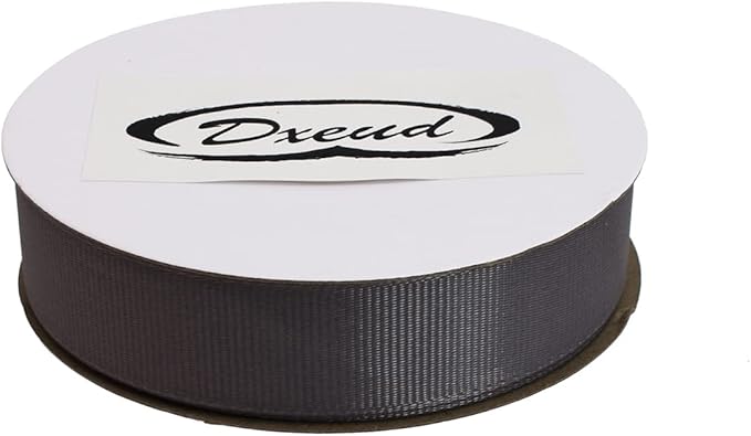 Solid Grosgrain Ribbon 25 Yard Each Roll 100% Polyester Woven Edge (1", Gray)